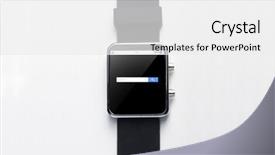  Presentation with black technology - Beautiful slides featuring modern technology object and media concept - close up of black smart watch with internet browser search bar on screen backdrop and a white colored foreground