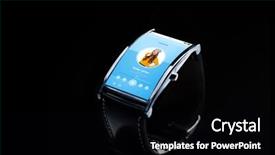  Presentation with black technology - Cool new theme with modern technology object and media concept - close up of black smart watch with music player on screen backdrop and a black colored foreground