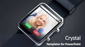  Presentation with black technology - Cool new presentation with modern technology object communication and media concept - close up of black smart watch with incoming call backdrop and a dark gray colored foreground