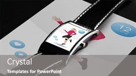  Presentation with black technology - Presentation design consisting of modern technology sport object and media concept - close up of black smart watch with fitness application on screen background and a gray colored foreground