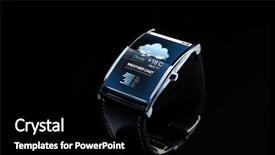  Presentation with forecast - PPT theme enhanced with modern technology weather cast object and media concept - close up of black smart watch with meteo forecast on screen background and a black colored foreground