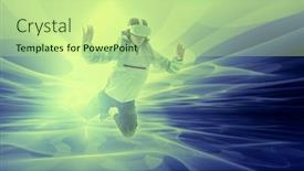  Presentation with energy air - Theme having modern-teenage-boy-flies-through background and a mint green colored foreground