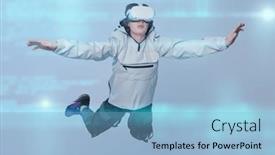  Presentation with hologram - PPT theme consisting of modern-teenage-boy-flies-through background and a light blue colored foreground