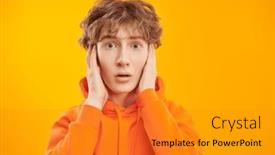  Presentation with bright yellow - Slide deck featuring modern-teenage-boy-with-curly background and a gold colored foreground