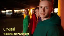  Presentation with walk - Slide deck featuring modern-teenagers-a-group background and a wine colored foreground