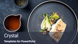  Presentation with thai - PPT theme consisting of modern thai fried cod fish background and a tawny brown colored foreground