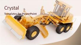  Presentation with wheel axle - Audience pleasing presentation theme consisting of modern three-axle road grader backdrop and a lemonade colored foreground
