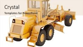 Presentation with road - Presentation featuring modern three-axle road grader background and a coral colored foreground