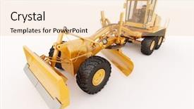  Presentation with road light - Audience pleasing PPT layouts consisting of modern three-axle road grader backdrop and a lemonade colored foreground