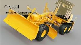  Presentation with wheel axle - Cool new presentation theme with modern three-axle road grader backdrop and a yellow colored foreground