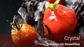 Presentation with snack - Colorful presentation design enhanced with modern-tomato-snack-close-up backdrop and a wine colored foreground