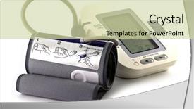  Presentation with blood pressure - Cool new PPT theme with modern tonometer for blood pressure backdrop and a soft green colored foreground