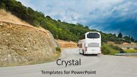  Presentation with road bus - Amazing slides having modern tourist bus on mountain backdrop and a light gray colored foreground