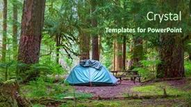  Presentation with modern trees - Beautiful slide deck featuring modern-tourist-tent-hanging-between backdrop and a tawny brown colored foreground