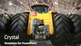  Presentation with agricultural machinery - PPT theme consisting of modern tractor - agricultural machinery background and a tawny brown colored foreground