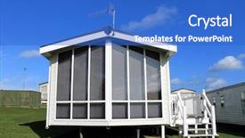  Presentation with trailer park - Colorful PPT theme enhanced with modern trailer on caravan park backdrop and a  colored foreground