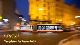  Presentation with tram - Amazing slide deck having modern tram in motion blur backdrop and a tawny brown colored foreground