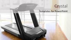  Presentation with treadmill - Presentation theme consisting of modern treadmill in gym background and a light gray colored foreground