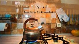  Presentation with steam - Colorful slide deck enhanced with modern trendy bronze kettle backdrop and a gold colored foreground