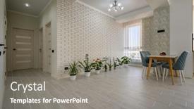  Presentation with dining table - Theme consisting of modern-trendy-white-studio-apartment background and a gray colored foreground