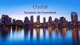  Presentation with vancouver city - PPT layouts consisting of modern urban city skyline reflecting in water at sunset vancouver background and a light blue colored foreground