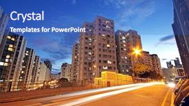  Presentation with freeway - Slide deck featuring modern urban city with freeway traffic at night hong kong background and a teal colored foreground