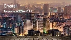  Presentation with nobody - Amazing slide set having modern urban night with nobody and copyspace in city focus on wooden ground backdrop and a coral colored foreground