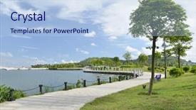  Presentation with urban - Colorful presentation design enhanced with modern urban park backdrop and a light blue colored foreground