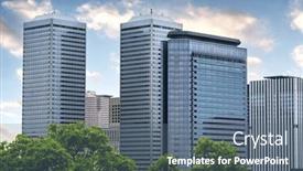  Presentation with modern trees - Presentation theme featuring modern-urban-skyline-of-osaka background and a ocean colored foreground