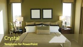  Presentation with bedroom modern - Slide deck featuring modern vibrant bedroom interior design background and a tawny brown colored foreground
