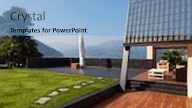 Presentation with villa - Audience pleasing PPT theme consisting of modern-villa-exterior-with-lawn backdrop and a light blue colored foreground