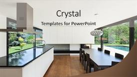 Presentation with villa - Presentation theme with modern villa interior beautiful dining background and a light gray colored foreground