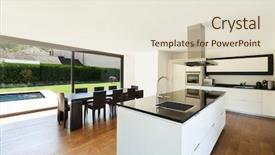  Presentation with dining table - PPT layouts having modern villa interior beautiful kitchen background and a lemonade colored foreground