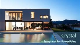 Presentation with villa - Beautiful PPT layouts featuring modern villa night scene view backdrop and a ocean colored foreground