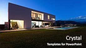  Presentation with villa - Audience pleasing slide set consisting of modern villa with pool night backdrop and a  colored foreground