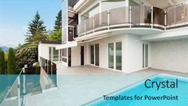  Presentation with villa - Slide deck having aladin - oil lamp on a traditional background and a violet colored foreground.