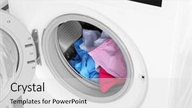  Presentation with china clothes washing machine - Cool new PPT theme with modern washing machine with laundry backdrop and a light gray colored foreground
