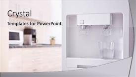  Presentation with water dispenser - Colorful presentation theme enhanced with modern water cooler in kitchen backdrop and a  colored foreground