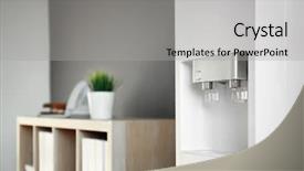  Presentation with office water cooler - PPT theme consisting of modern water cooler in office background and a light gray colored foreground