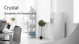  Presentation with office water cooler - Presentation theme enhanced with modern water cooler in office background and a white colored foreground