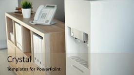  Presentation with office water cooler - Cool new presentation theme with modern water cooler in office backdrop and a coral colored foreground