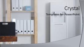  Presentation with water dispenser - Amazing PPT theme having modern water cooler in office backdrop and a light gray colored foreground