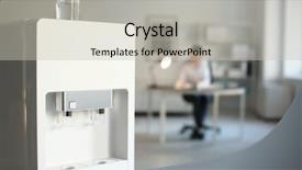  Presentation with water dispenser - Colorful presentation theme enhanced with modern water cooler in office backdrop and a soft green colored foreground