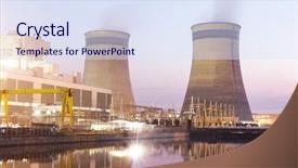  Presentation with power plant - Colorful slide set enhanced with modern waterfront power plant backdrop and a sky blue colored foreground