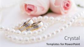  Presentation with pink wedding - Colorful PPT layouts enhanced with modern-wedding-rings-with-pearl backdrop and a sky blue colored foreground