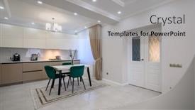  Presentation with dining table - Slides enhanced with modern-white-and-beige background and a light gray colored foreground