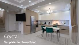  Presentation with dining table - PPT layouts consisting of modern-white-and-beige background and a gray colored foreground