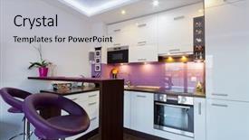  Presentation with purple - Presentation enhanced with modern white and purple kitchen background and a light gray colored foreground