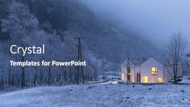  Presentation with house snow mountain - Slides having modern-white-house-with-light background and a ocean colored foreground