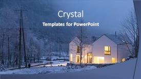  Presentation with house snow mountain - Audience pleasing PPT theme consisting of modern-white-house-with-light backdrop and a ocean colored foreground
